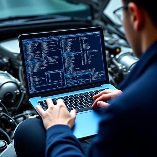 लैपटॉप के साथ कार इंजन का विश्लेषण